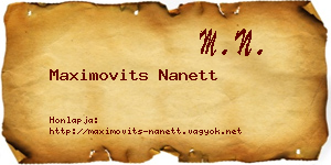 Maximovits Nanett névjegykártya